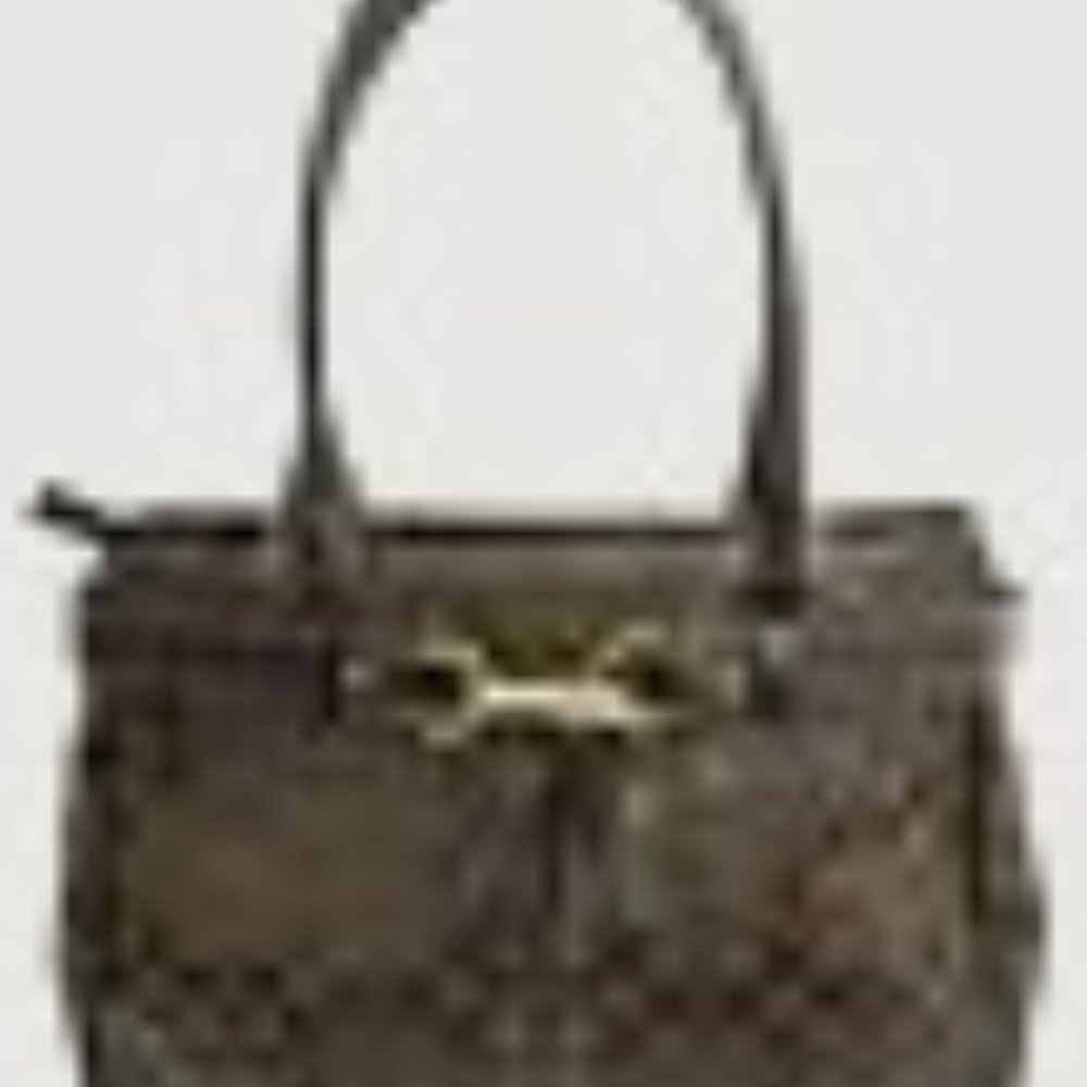Coach Hampton Python Stripe Black Canvas Leather … - image 2